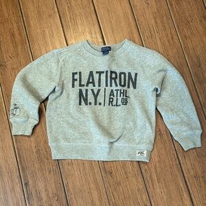 Polo Ralph Lauren Boys Sweatshirt Size 5 Flat Iron Boxing Stitching Gray Cozy